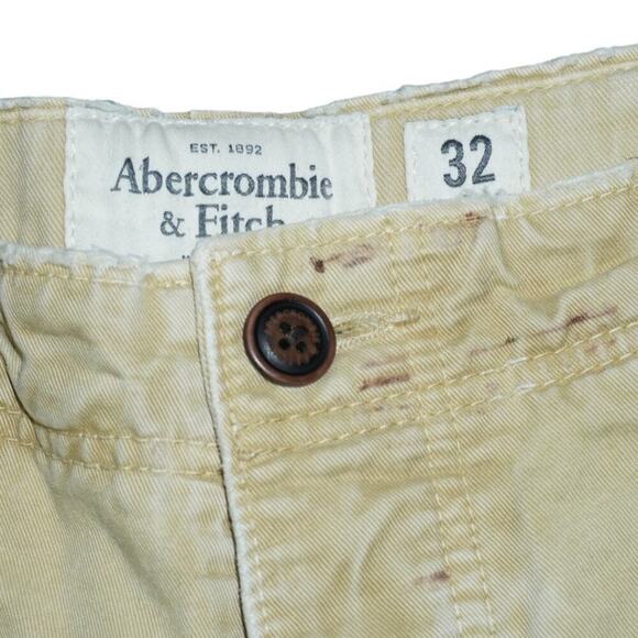 Abercrombie & Fitch Men’s Khaki Chino Shorts Size 32 Casual Flat Front - Picture 2 of 7